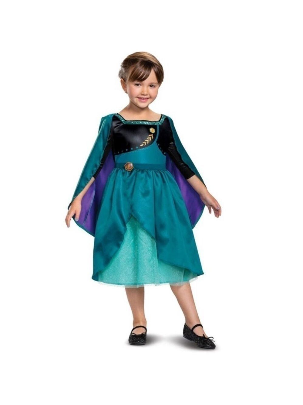 Disney Frozen 2 Anna Queen Deluxe Halloween Costume Dress w/Cape Sz XS 3-4 Years